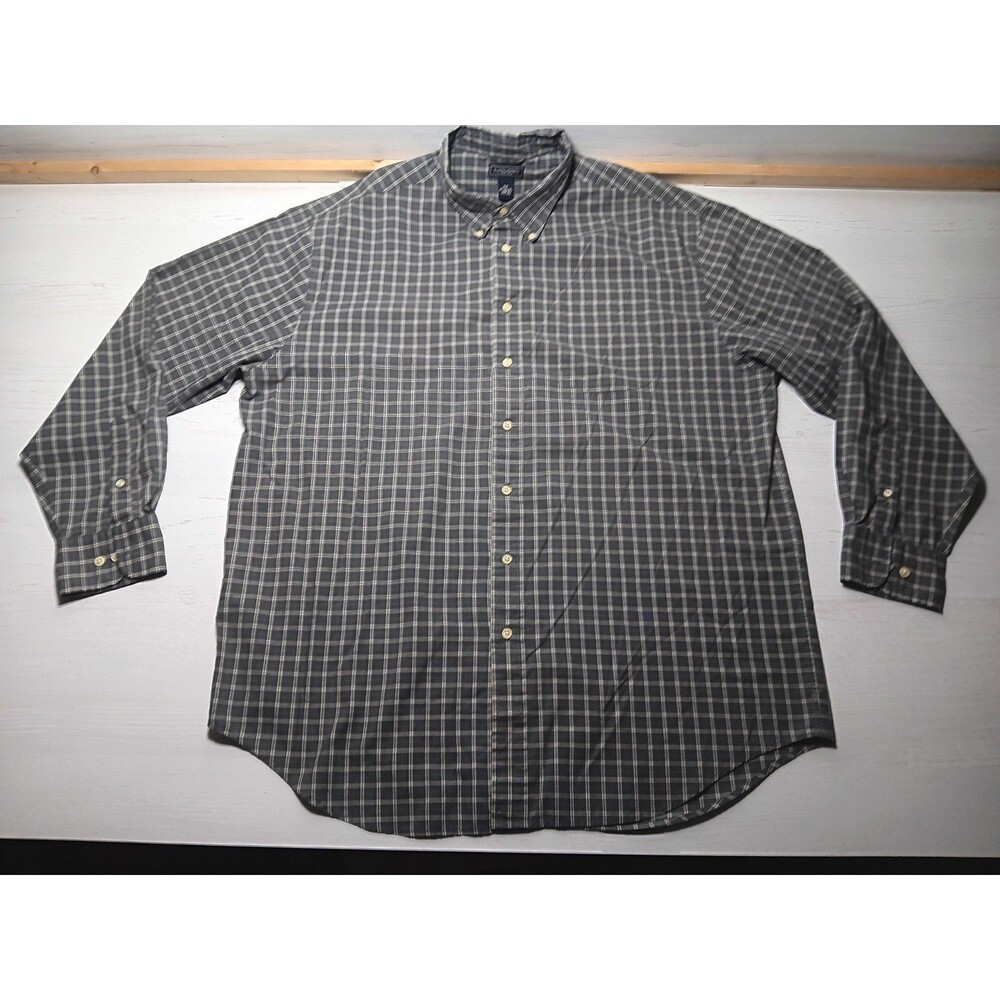 *GREEN* Saddlebred Tallman Wrinkle Free Shirt Mens XLT Tall XL Long Sleeve Plaid